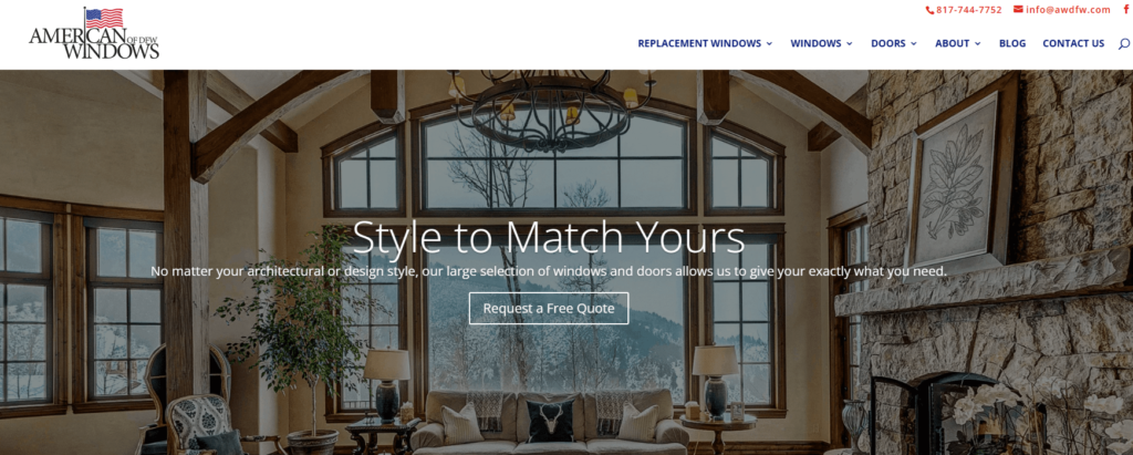 Homepage of the American Windows of DFW's website / awdfw.com