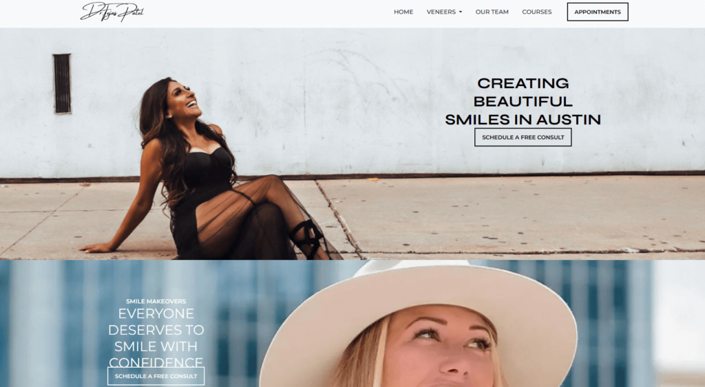 Homepage of the Austin Cosmetic Dentistry by Tejas Patel, DDS' website / austincosmetic.com