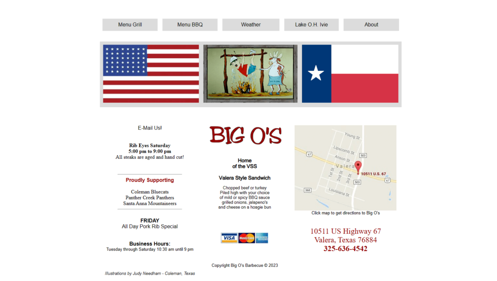 Homepage of the Big O'S Restaurant's website / www.bigosbbq.com