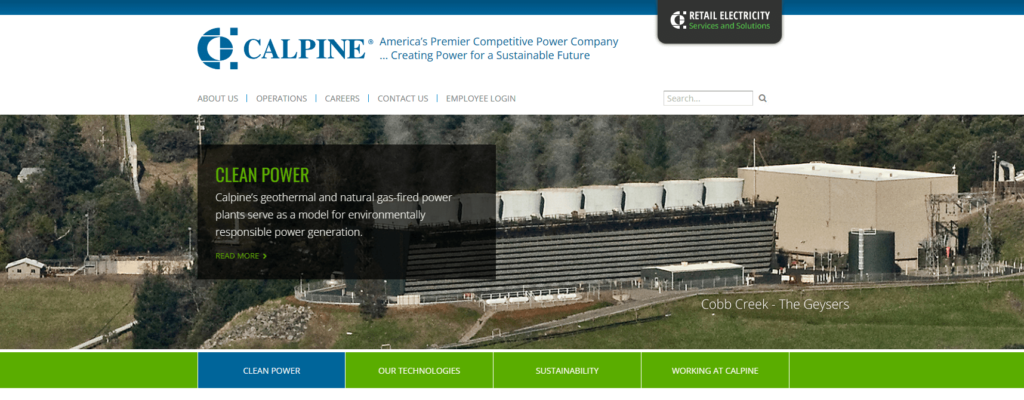 Homepage of the Calpine Corporation's website / www.calpine.com