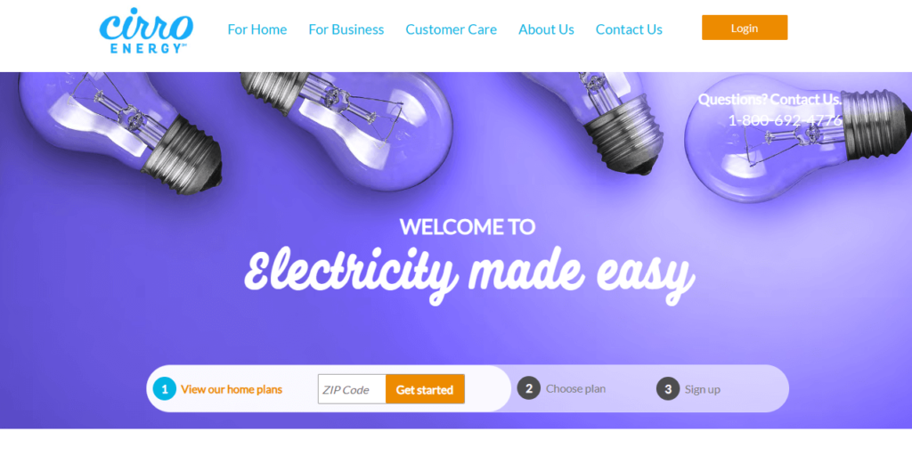 Homepage of Cirro Energy's website / www.cirroenergy.com