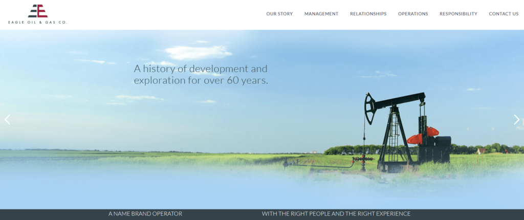 Homepage of the Eagle Oil & Gas Company's website / eagleog.com