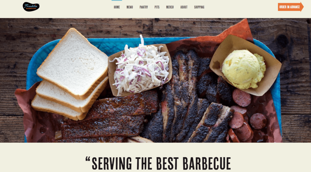 Homepage of the Franklin Barbecue's website / franklinbbq.com