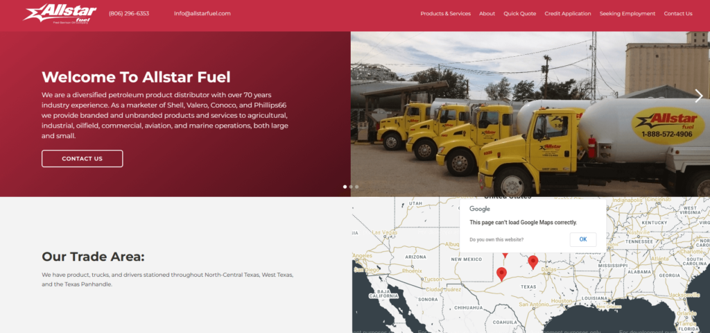 Homepage of the Fred Garrison Oil Company's website / www.allstarfuel.com