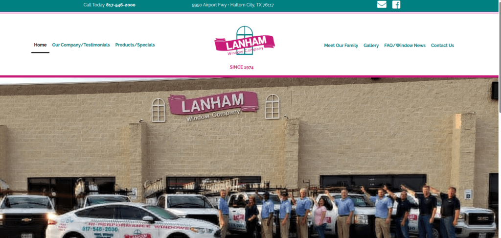 Homepage of the Lanham Window Company's website / www.lanhamwindows.com