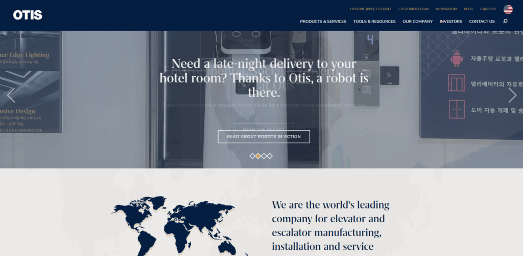 Homepage of the Otis Elevator Company's website / www.otis.com