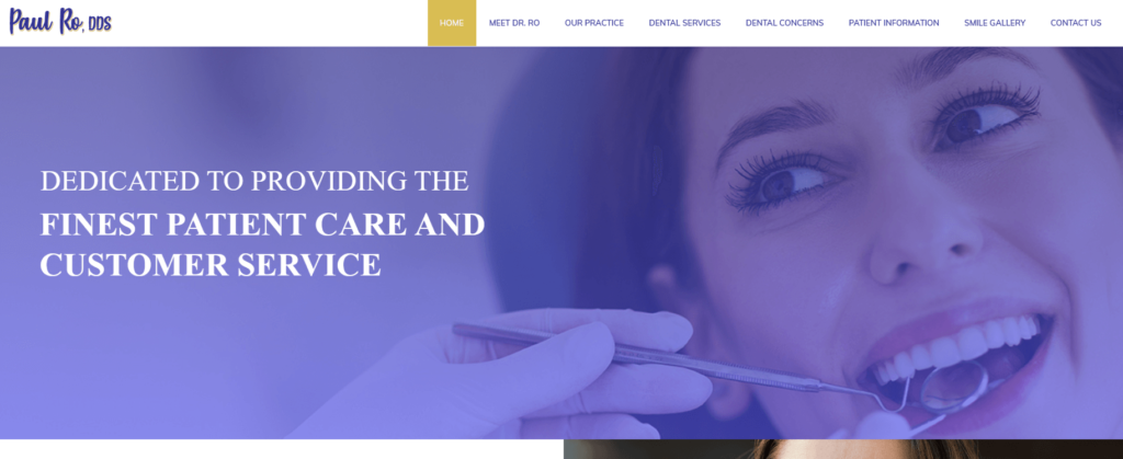 Homepage of the Paul Ro, DDS' website / paulrodds.com