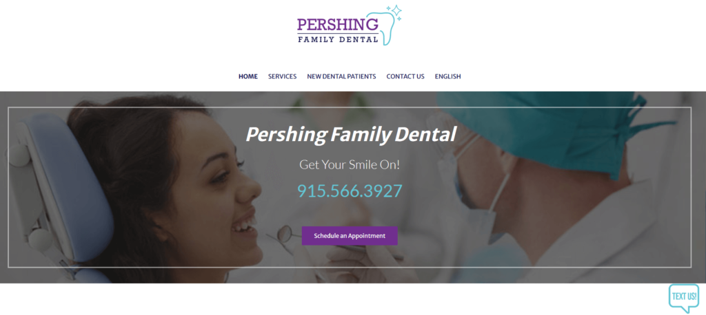 Homepage of the Pershing Family Dental's website / www.pershingfamilydental.com