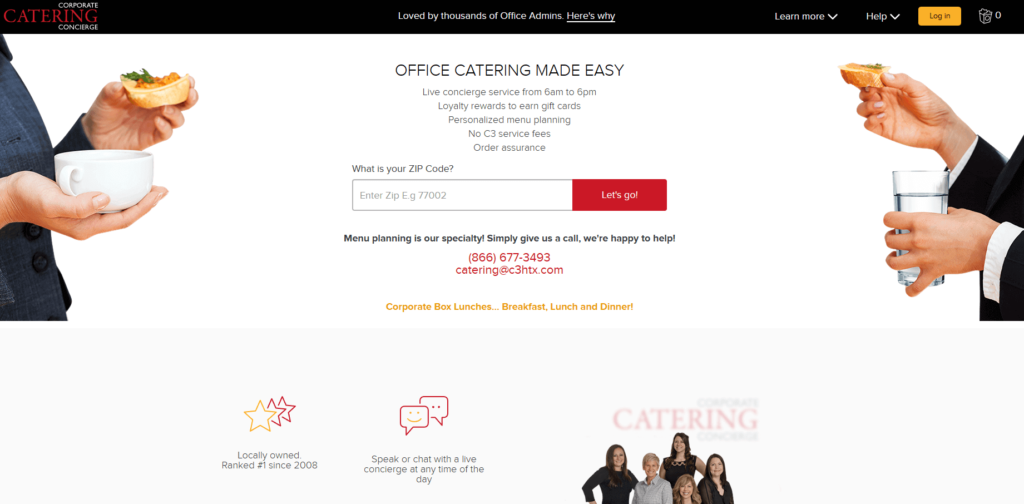 Homepage of the TMT Catering Food Truck's website / corporatecateringconcierge.com