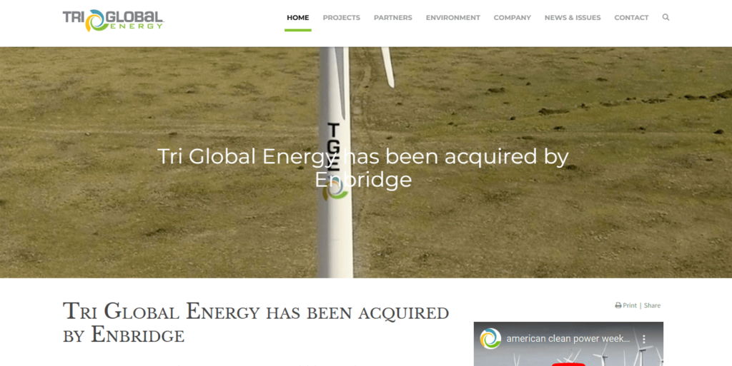 Homepage of the Tri Global Energy LLC's website / www.triglobalenergy.com