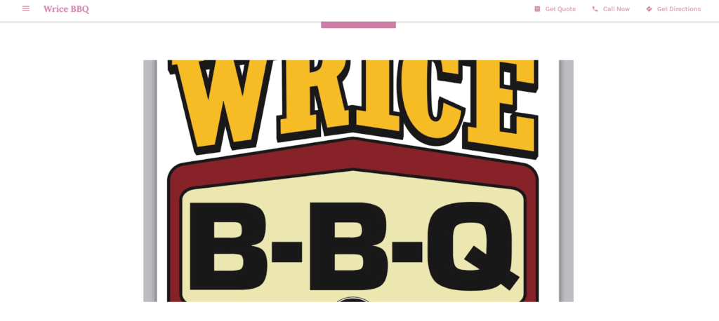 Homepage of the Wrice BBQ's website / wrice-bbq.business.site