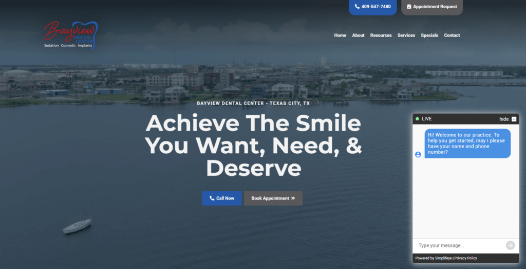 Homepage of the Bayview Dental Center's website / bayviewdentalctr.com