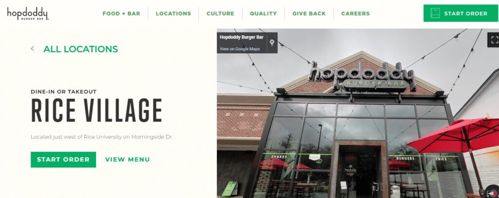 Homepage of Hopdoddy Burger Bar Website
Link: https://www.hopdoddy.com/