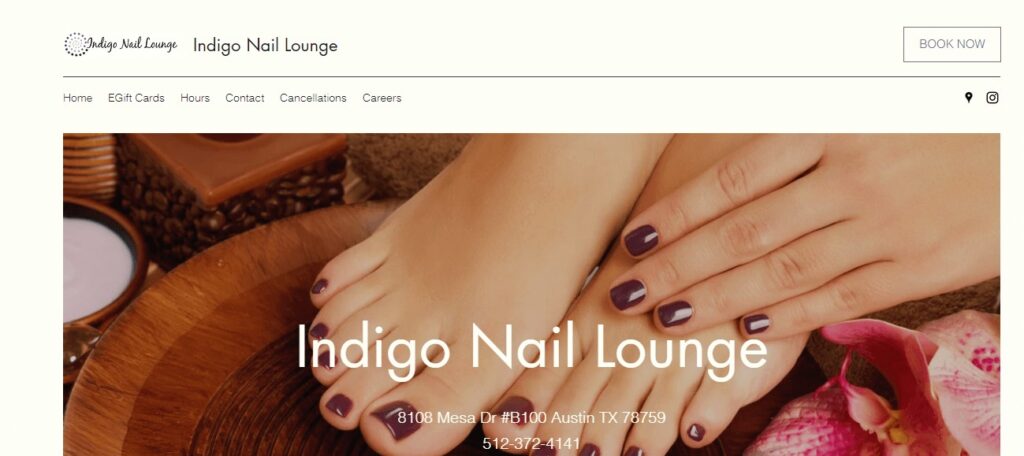 Homepage of Indigo Nail Lounge Website
Link: https://www.indigonaillounge.com/