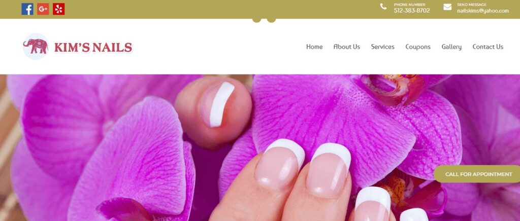 Homepage of Kim's Nails Website
Link: https://nailskimsaustin.com/