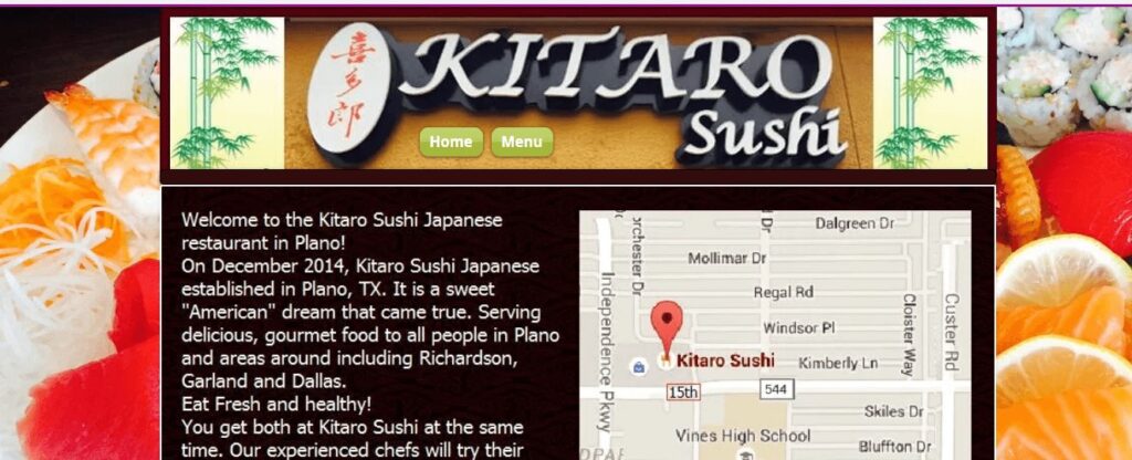 Homepage of Kitaro Sushi Website
Link: https://kitarosushiplano.wixsite.com/kitarosushi