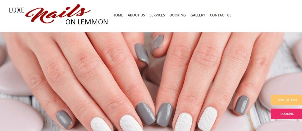 Homepage of Luxe Nails On Lemmon Website 
Link: https://luxenailsonlemmondallas.com/