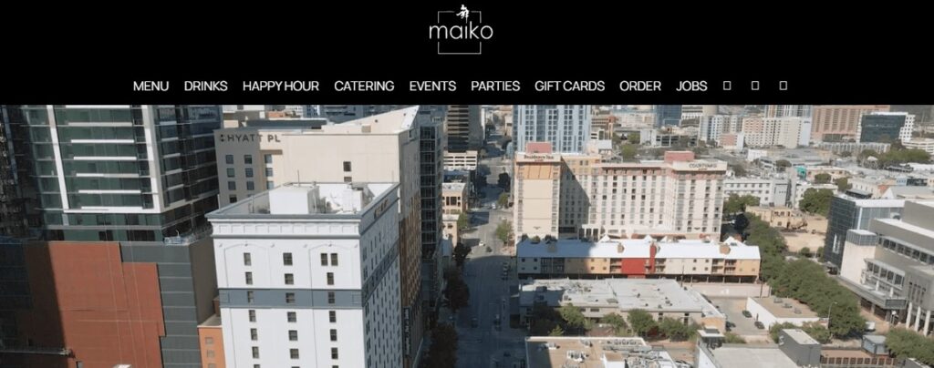 Homepage of Maiko Sushi Lounge Website
Link: https://maikoaustin.com/