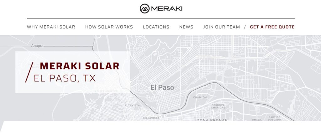 Homepage of Meraki Solar Website 
Link: https://www.merakisolar.com/