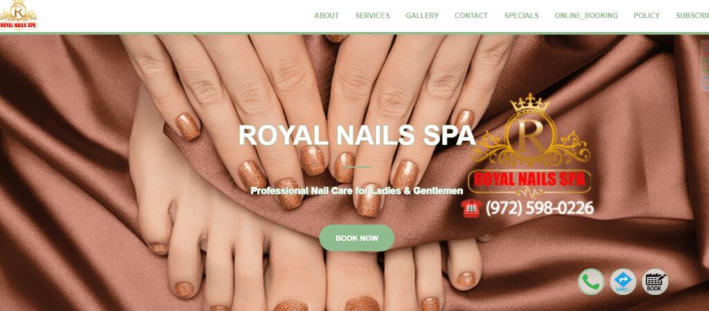 Homepage of Royal Nails Spa Website
Link: https://royalnailsspa.us/