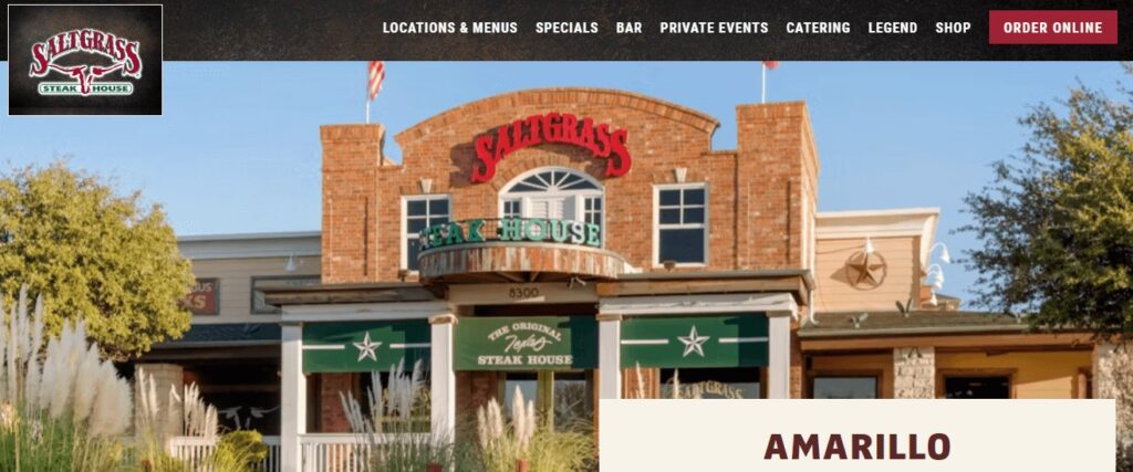 Homepage of Saltgrass Steak House Website
Link: https://www.saltgrass.com/location/saltgrass-amarillo/