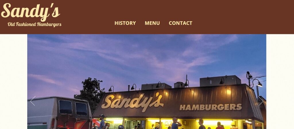 Homepage of Sandy's Hamburgers Website
Link: https://sandysaustin.com/