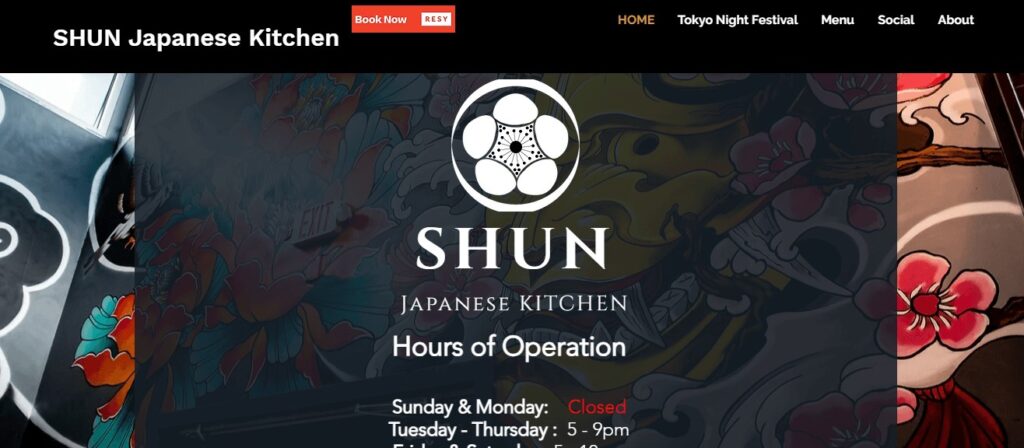 Homepage of Shun Kitchen Website
Link: https://www.shunkitchen.com/