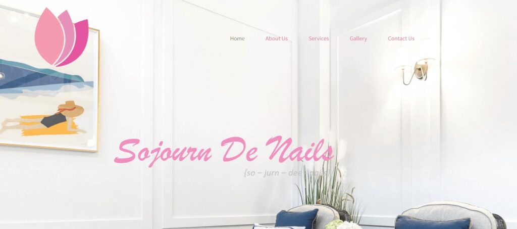 Homepage of Sojourn De Nails Website
Link: https://sojourndenails.com/ 