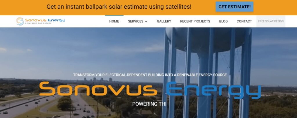Homepage of Sonovus Energy Website
Link: https://www.sonovusenergy.com/