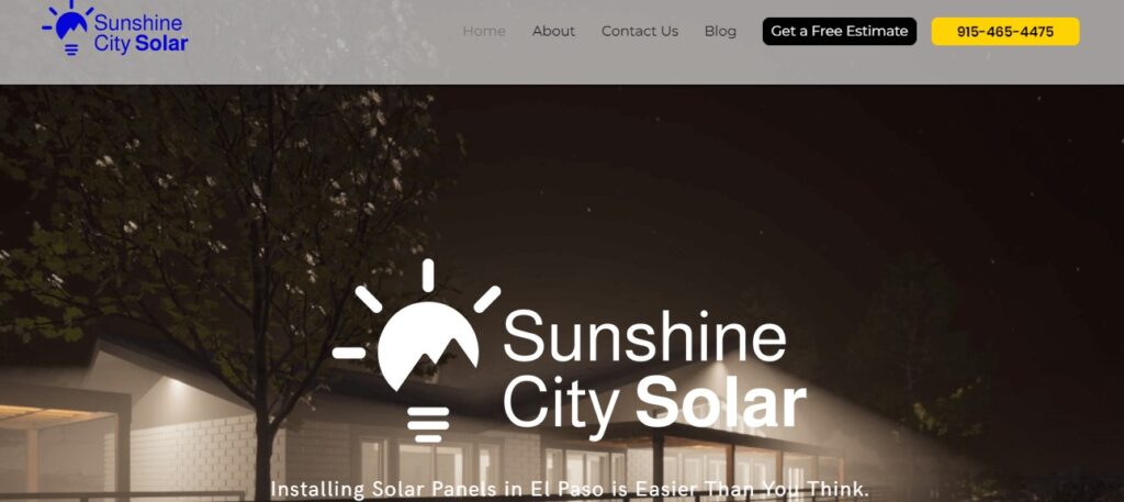 Homepage of Sunshine City Solar Website 
Link: https://www.sunshinecitysolar.com/