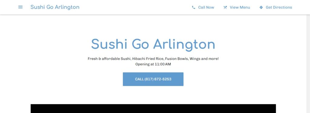 Homepage of Sushi Go Arlington Website
Link: http://sushigoarlington.com/