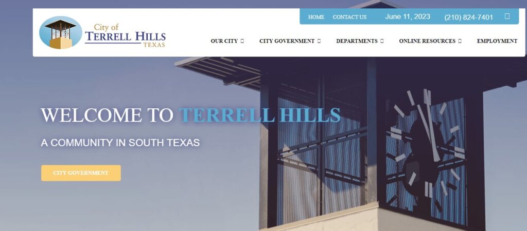 Homepage of Terrel Hills Website
Link: https://www.terrell-hills.com/