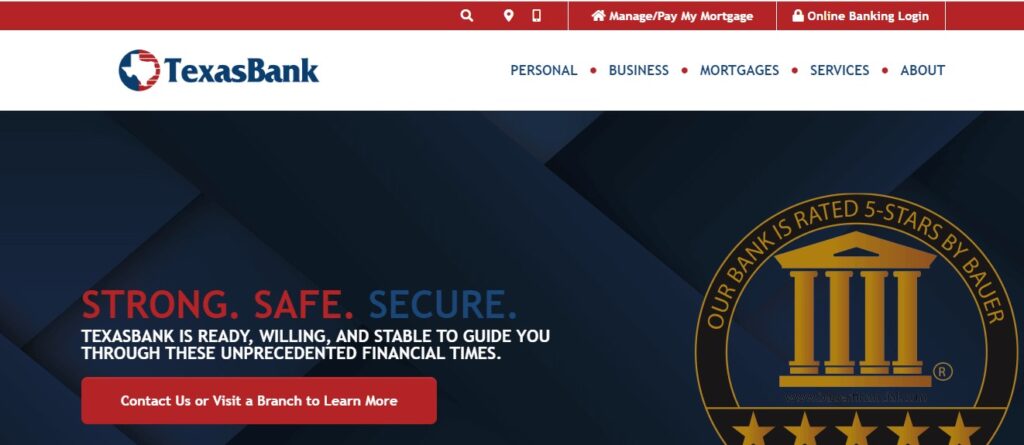 Homepage of TexasBank website
Link: https://www.texasbank.com/ 
