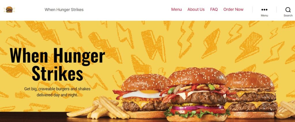 Homepage of The Burger Den Website
Link: https://theburgerden.com/