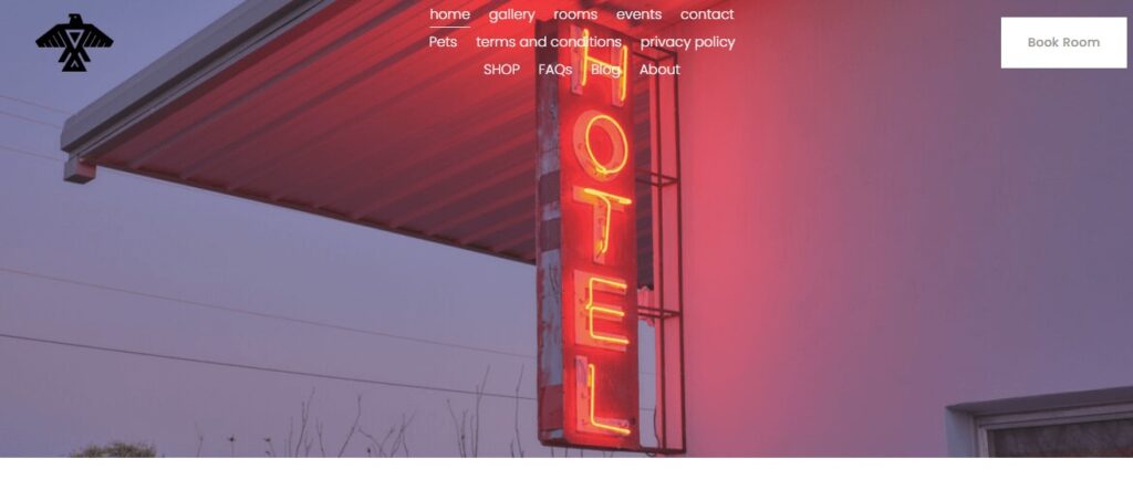 Homepage of Thunderbird Hotel Website
Link: https://www.thunderbirdmarfa.com/