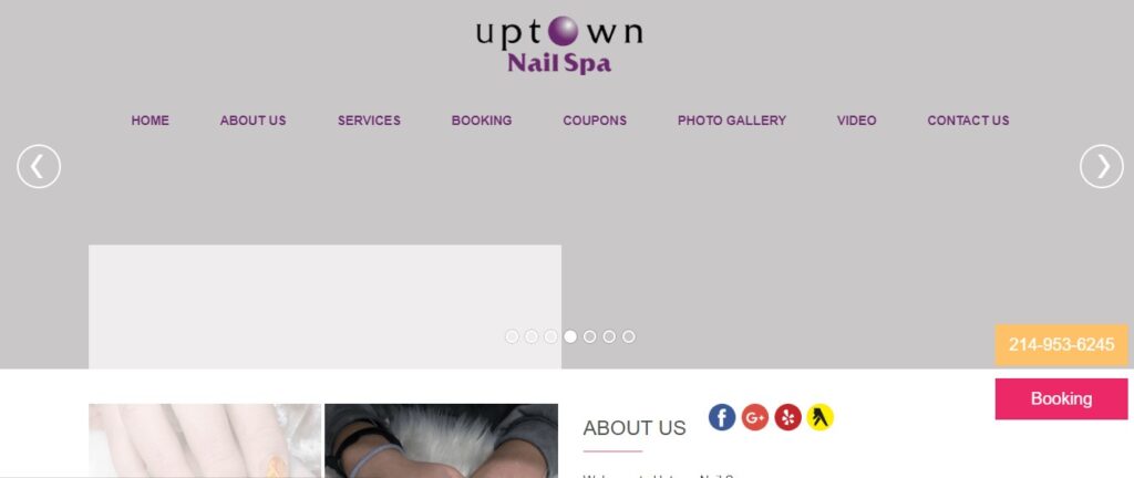 Homepage of Uptown Nail Spa Website
Link: https://uptownnailspadallas.com/ 