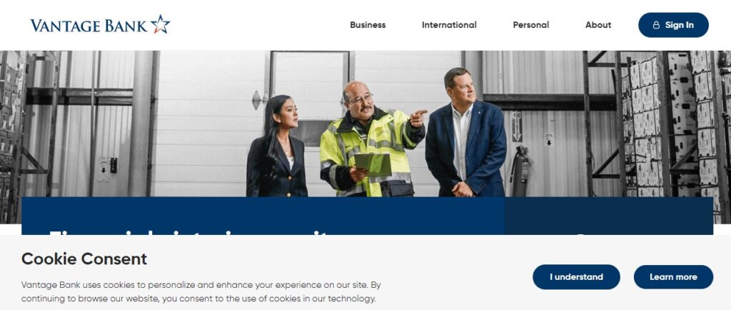 Homepage of Vantage Bank Texas Website
Link: https://www.vantage.bank/