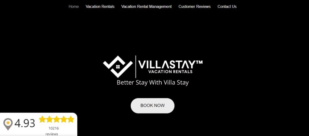 Homepage of Villastay Vacation Rentals Website
Link: https://www.villastay.com/