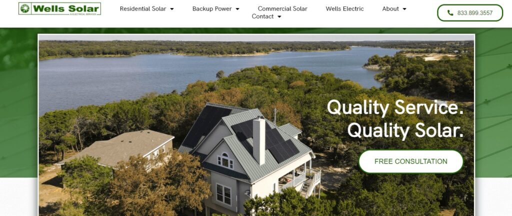 Homepage of Wells Solar Website
Link: https://wellssolar.com/
