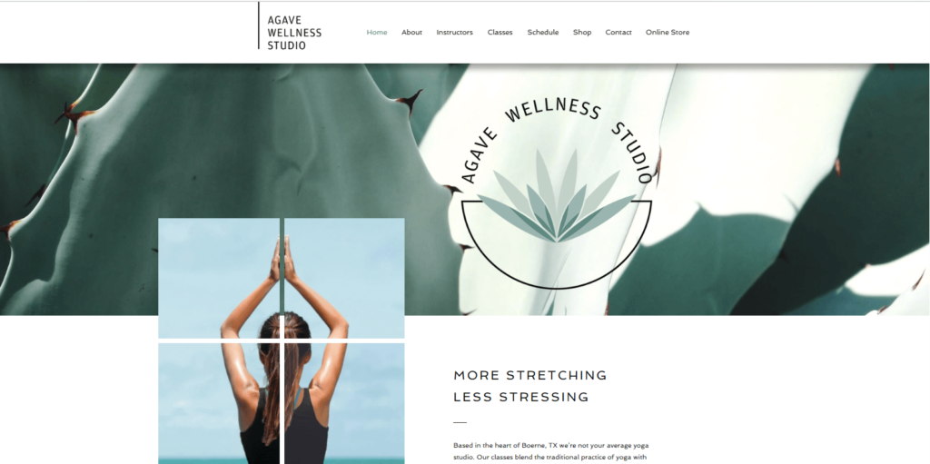 Homepage of Agave Wellness Studio's website / www.agavewell.com