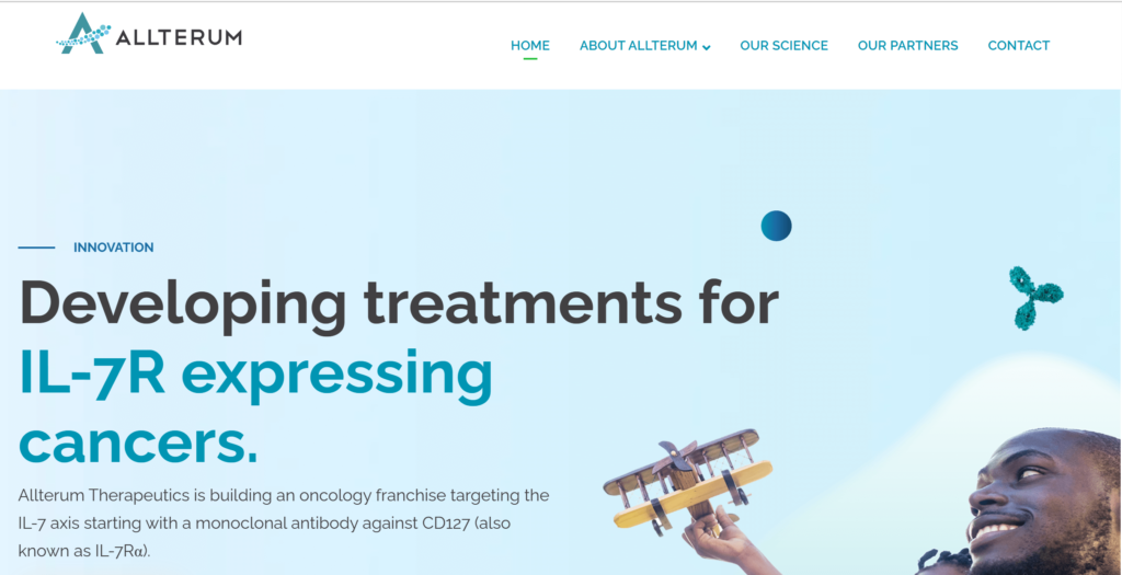 Homepage of Allterum Therapeutics' website / allterum.com