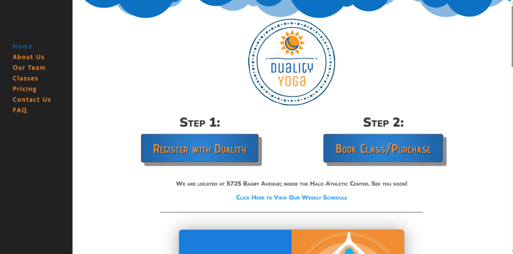 Homepage of Duality Yoga's website / www.dualityyoga.com