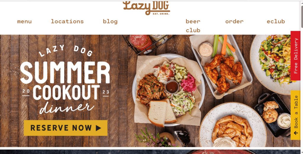 Homepage of Lazy Dog Restaurant & Bar's website / www.lazydogrestaurants.com