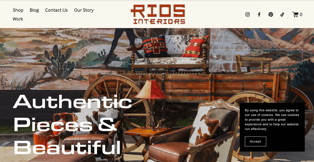 Homepage of Rios Interior's website / www.riosinteriors.com