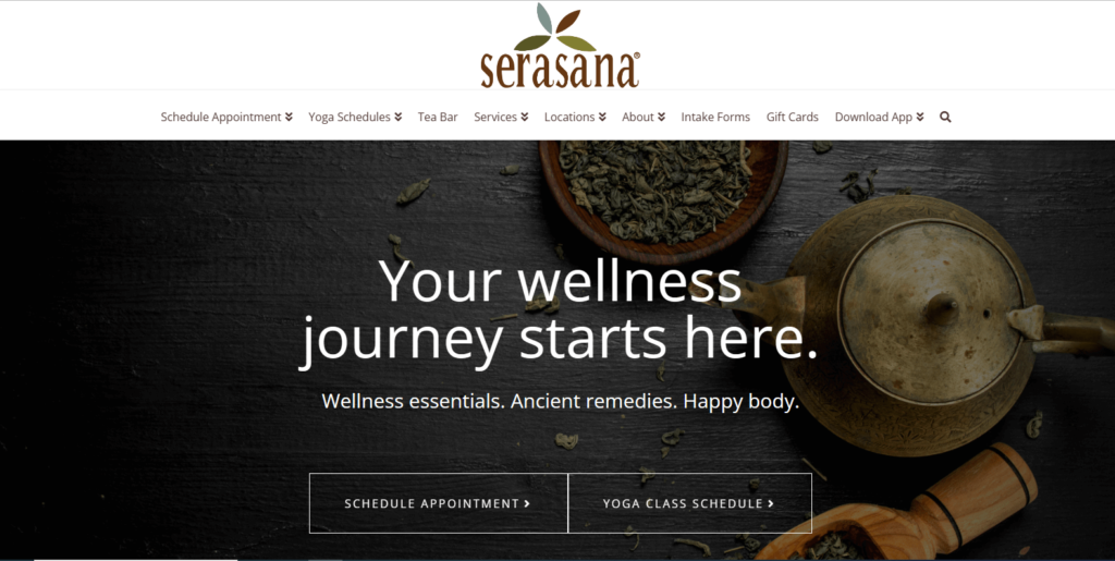 Homepage of Serasana's website / serasana.com