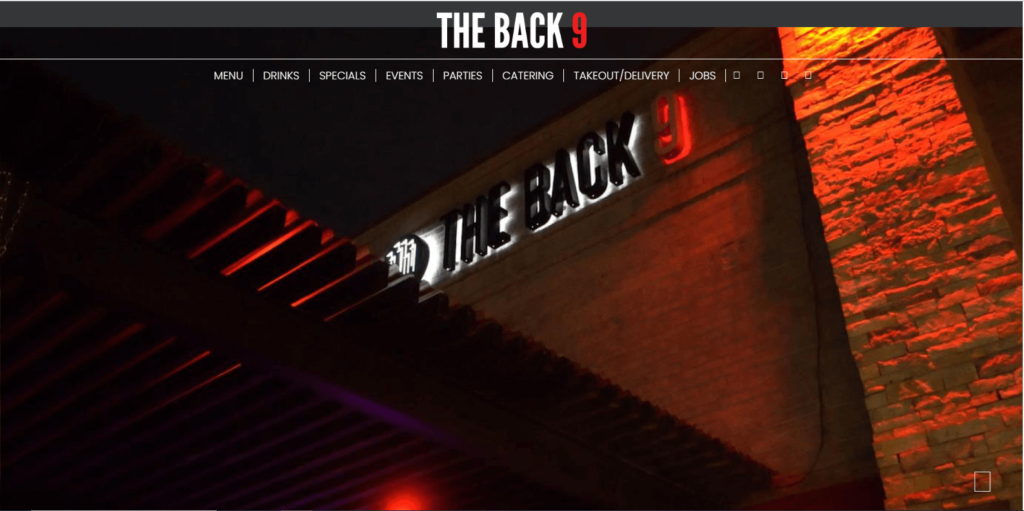 Homepage of The Back 9 Sports Bar and Grill's website / theback9addison.com