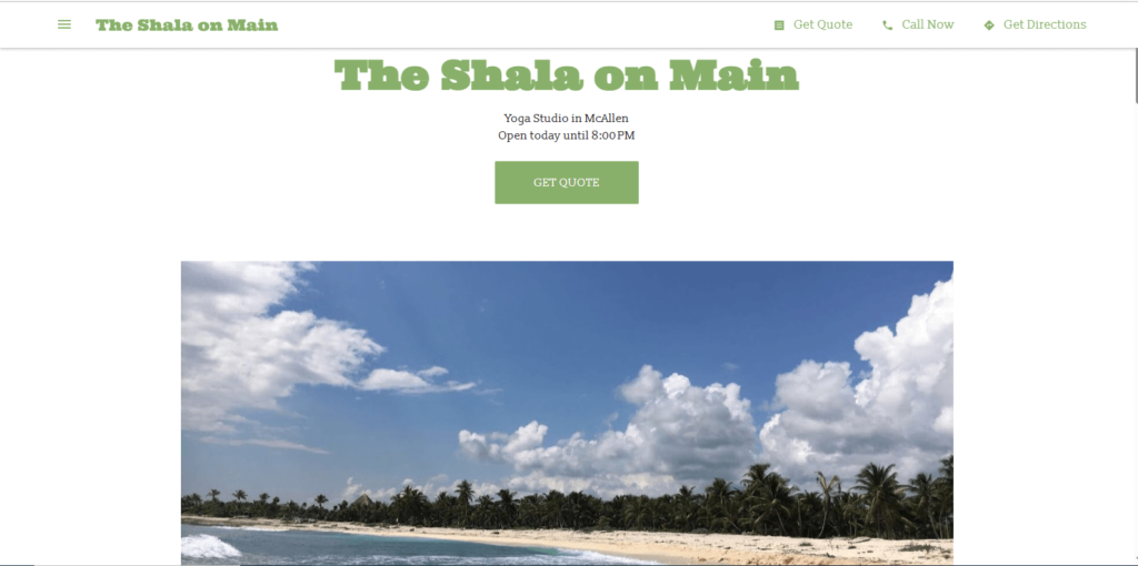 Homepage of The Shala on Main's website / theshalaonmain-yogastudio.business.site