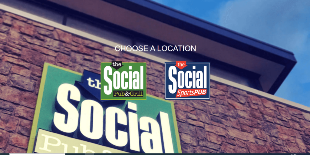 Homepage of The Social Pub And Grill's website / thesocialpubs.com
