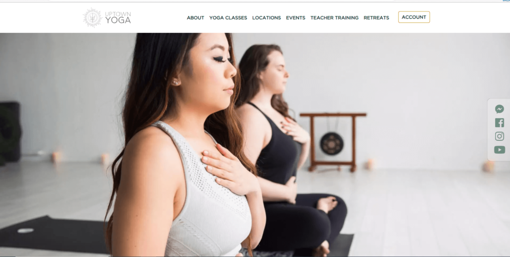 Homepage of Uptown Yoga's website / www.uptownyoga.com