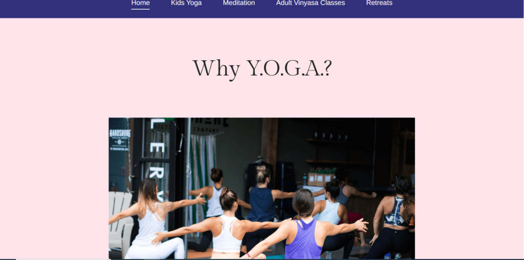 Homepage of Yoga by Cindy's website / www.yogawithcindy.com